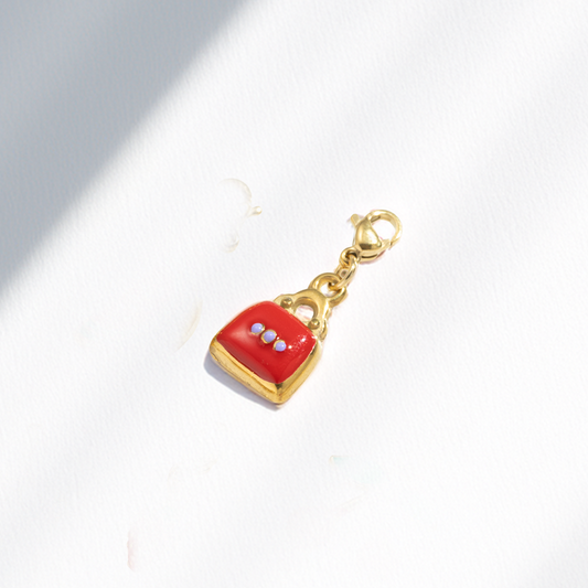 handtasche rot⎢goldener charm