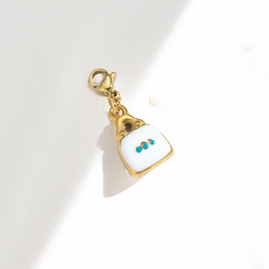 handtasche weiß⎢goldener charm