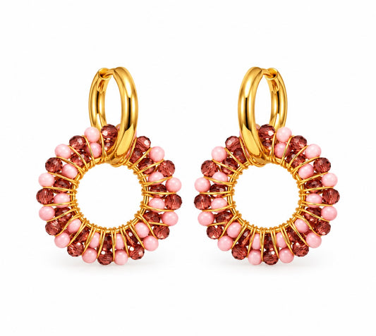 Produktbild blush beaded hoops⎢goldene Ohrringe auf weißem Hintergrund 