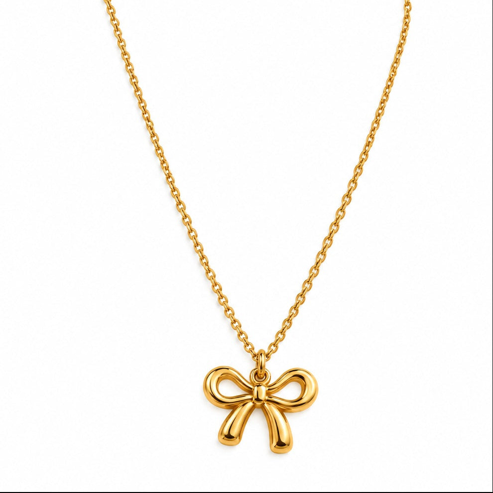 Produktbild bow glow⎢goldene Halskette auf weißem Hintergrund 