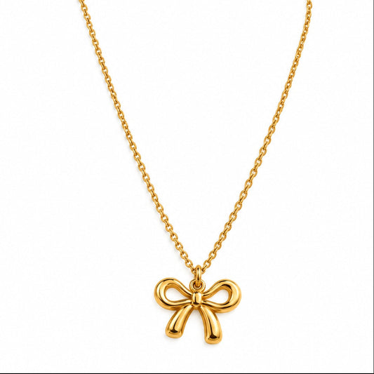 Produktbild bow glow⎢goldene Halskette auf weißem Hintergrund 