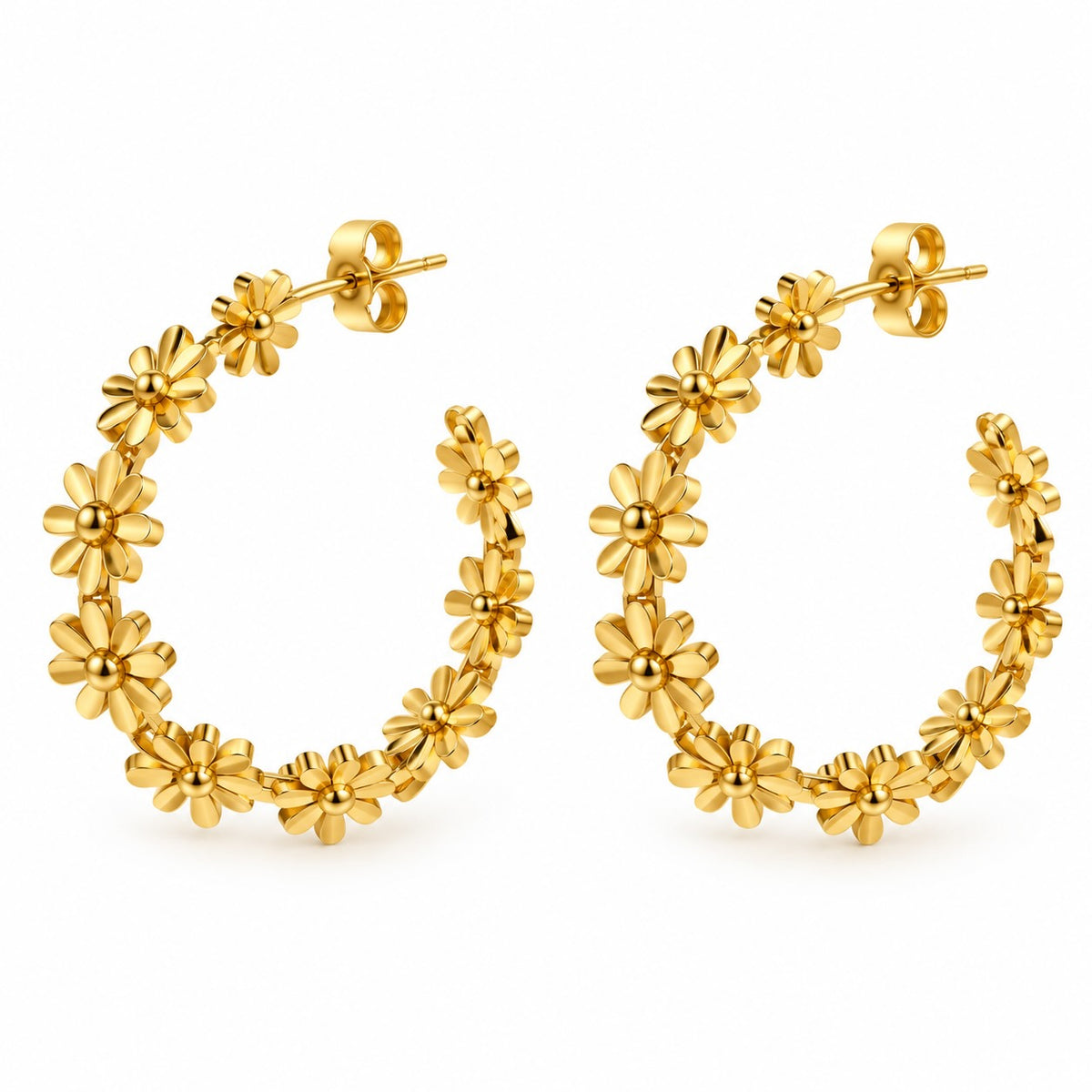 Produktbild golden daisy⎢goldene Ohrringe auf weißem Hintergrund 