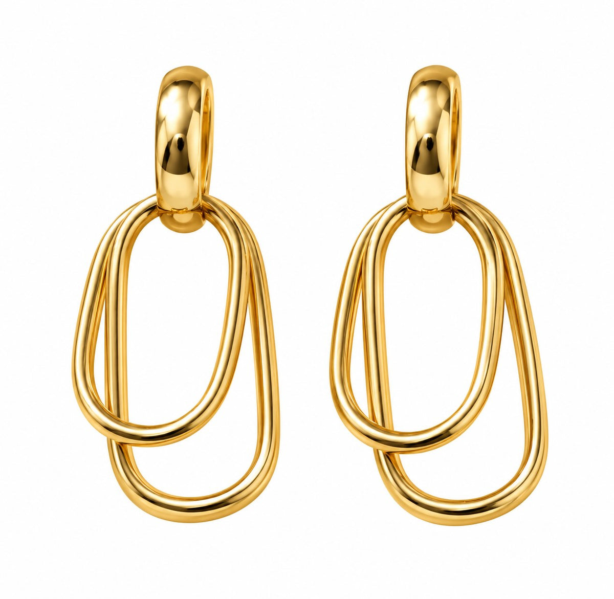 Produktbild  golden loop⎢goldene Ohrringe auf weißem Hintergrund 