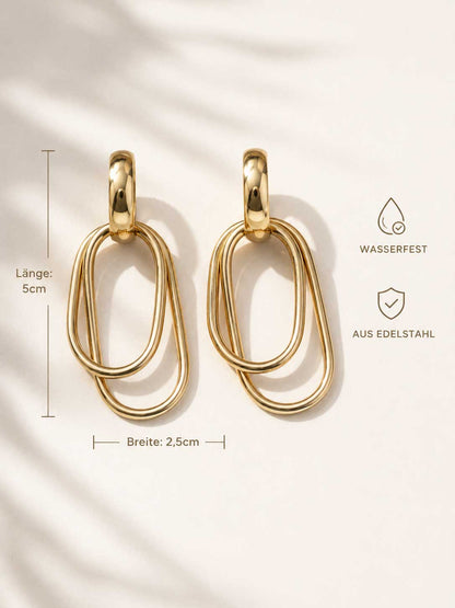 Golden Loop goldene Ohrringe Länge 5cm Breite 2,5cm – wasserfest, aus Edelstahl – Saltyblush
