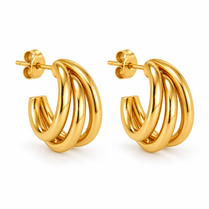 Produktbild golden wave hoops⎢goldene Ohrringe auf weißem Hintergrund 