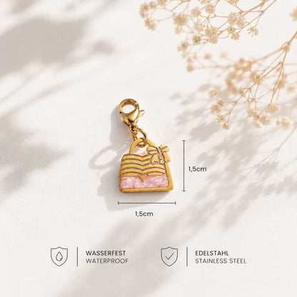 Rosa Handtaschen-Charm an Halskette oder Armband – feminines Statement-Piece, Saltyblush

