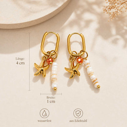 Maßangaben pearl coast Ohrringe gold – 4 cm Länge, 1 cm Breite, wasserfest, aus Edelstahl – Saltyblush
