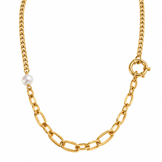 Produktbild pearl link⎢goldene Halskette auf weißem Hintergrund 