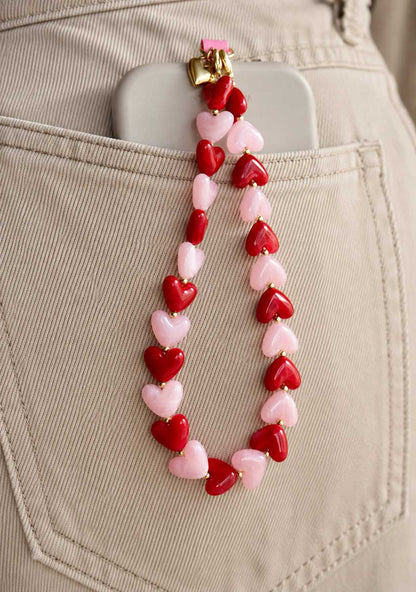Phone Charm Pink Heart rosa rot gold als Geschenk – trendiges Handyzubehör von Saltyblush
