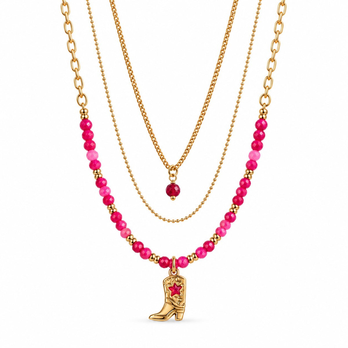 Produktbild pink western⎢goldene Halskette auf weißem Hintergrund 