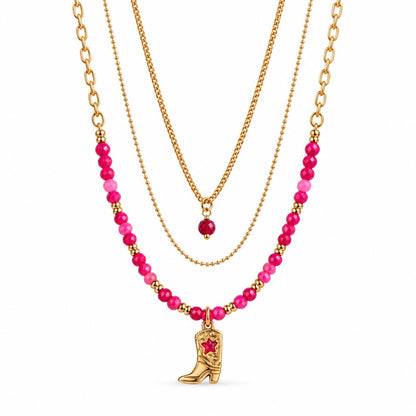Produktbild pink western⎢goldene Halskette auf weißem Hintergrund 