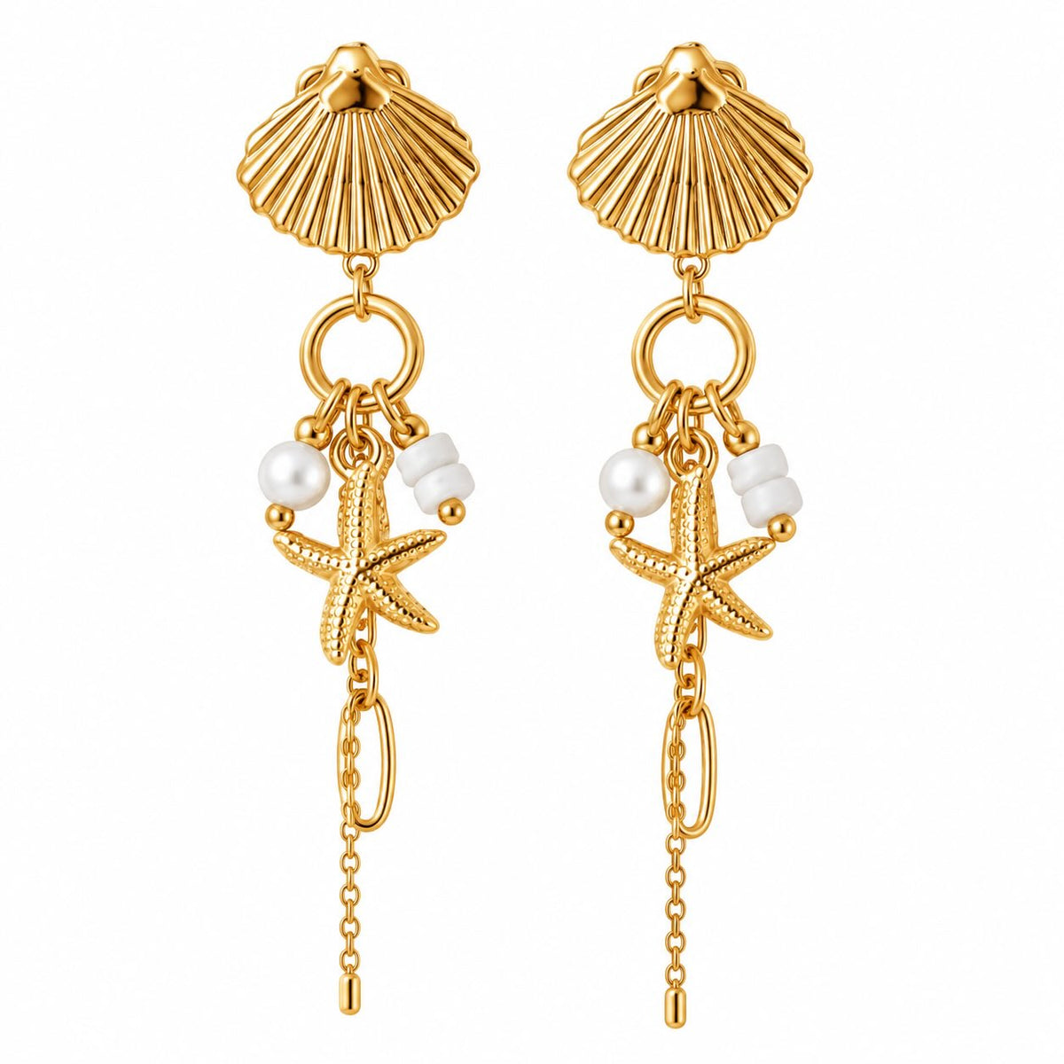 Produktbild seashell glow⎢goldene Ohrringe auf weißem Hintergrund 