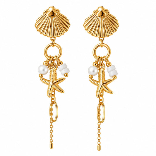Produktbild seashell glow⎢goldene Ohrringe auf weißem Hintergrund 